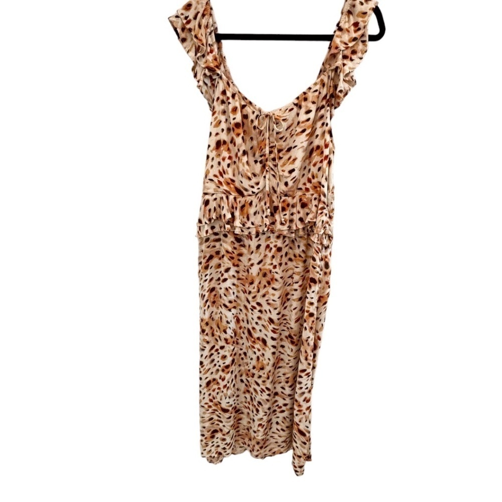 Sofia Vergara Sweetheart Animal Print Sleeveless Ruffle Midi Dress Size XL